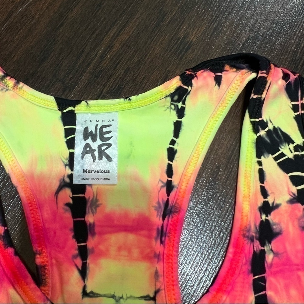 Zumba Tie Dye For Zumba Scoop Bra - Medium Oh Orange NWT - Picture 4 of 12